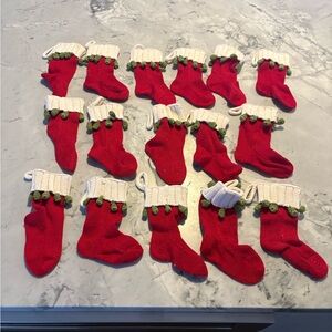 Set of Red Mini Christmas Stockings